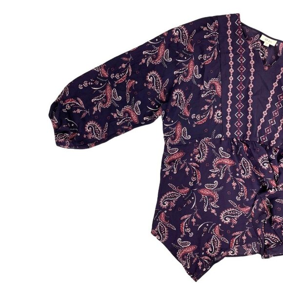 Style & Co Women's Grape Paisley Print Long Sleeve Split Neckline Blouse Size 2X - Picture 5 of 9